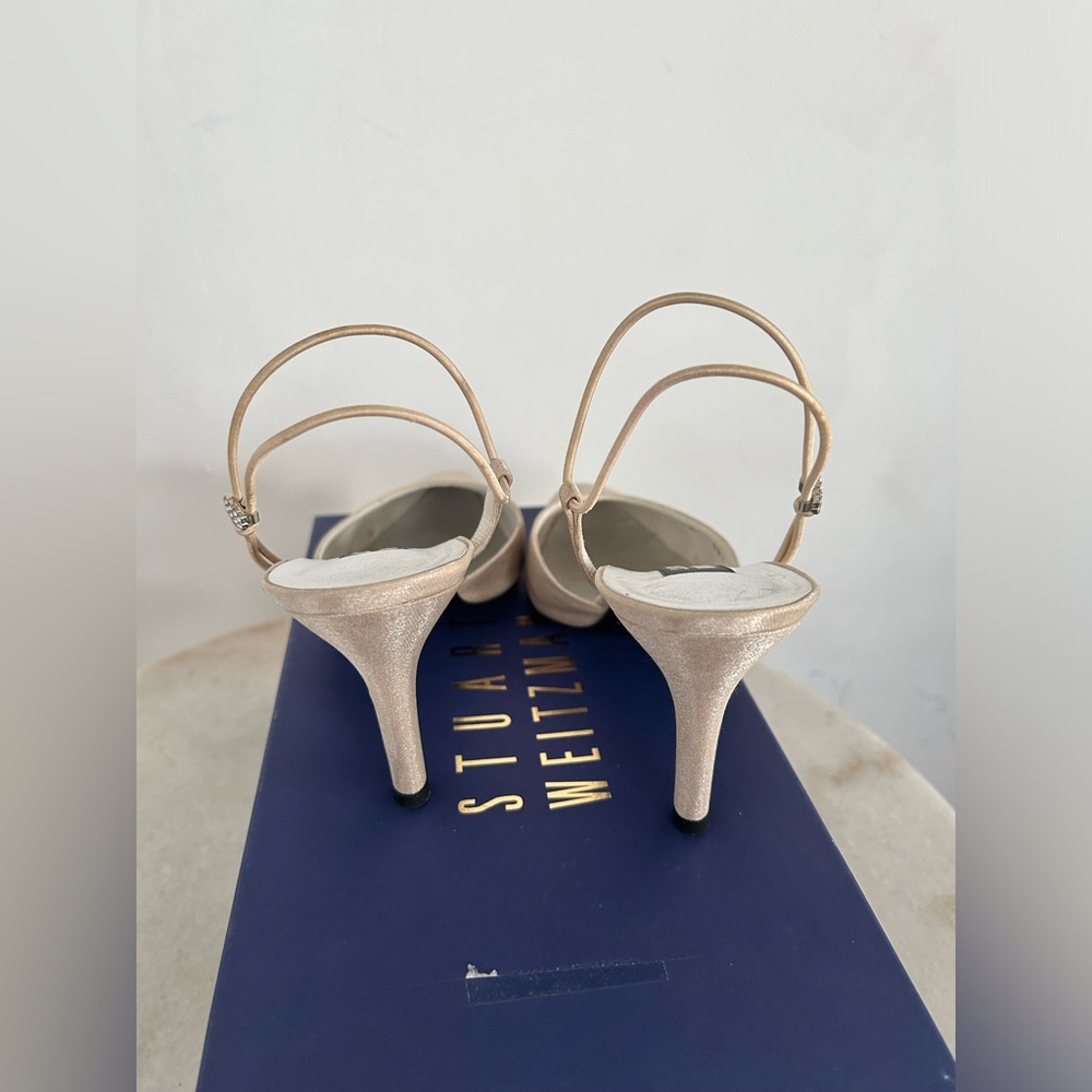 Stuart Weitzman Bone Shimmer 3.5” Heel Size 7.5 - image 4